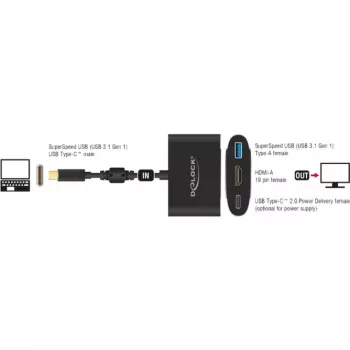 DeLOCK - Externer Videoadapter - VL101 - USB-C 3.1 - HDMI - Grau - Retail (62991)