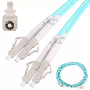 Patchkabel LC/UPC-LC/UPC Duplex 5 m — Extralink OM3 Multimode, 3 mm FTTH, Aqua