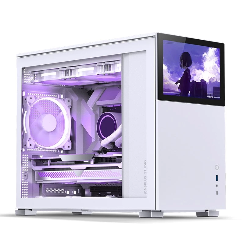 PC-Gehäuse Jonsbo D31 STD Weiß — Midi Tower, Stahl, gehärtetes Glas, Micro-ATX/ITX/DTX, 2×2,5 Zoll + 1×3,5 Zoll, GPU bis zu 400 mm, CPU-Kühler 168 mm