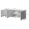 MARMO 3D Kommode 200x45x80,5 cm weiß matt/marble weiß