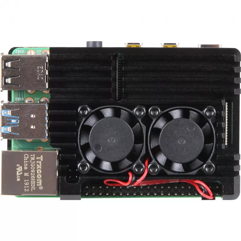 JOY-IT RPI CASE ALU07F - Gehäuse für Raspberry Pi 4, Alu, Lüfter, schwarz (RB-ALUCASEP4+07FAN)