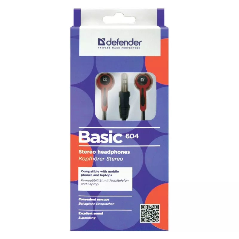Headphones Defender BASIC 604 Schwarz-Rot