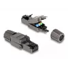 Netzwerkkabel DeLOCK RJ45 Stecker Cat.8.1 STP werkzeugfrei Schwarz