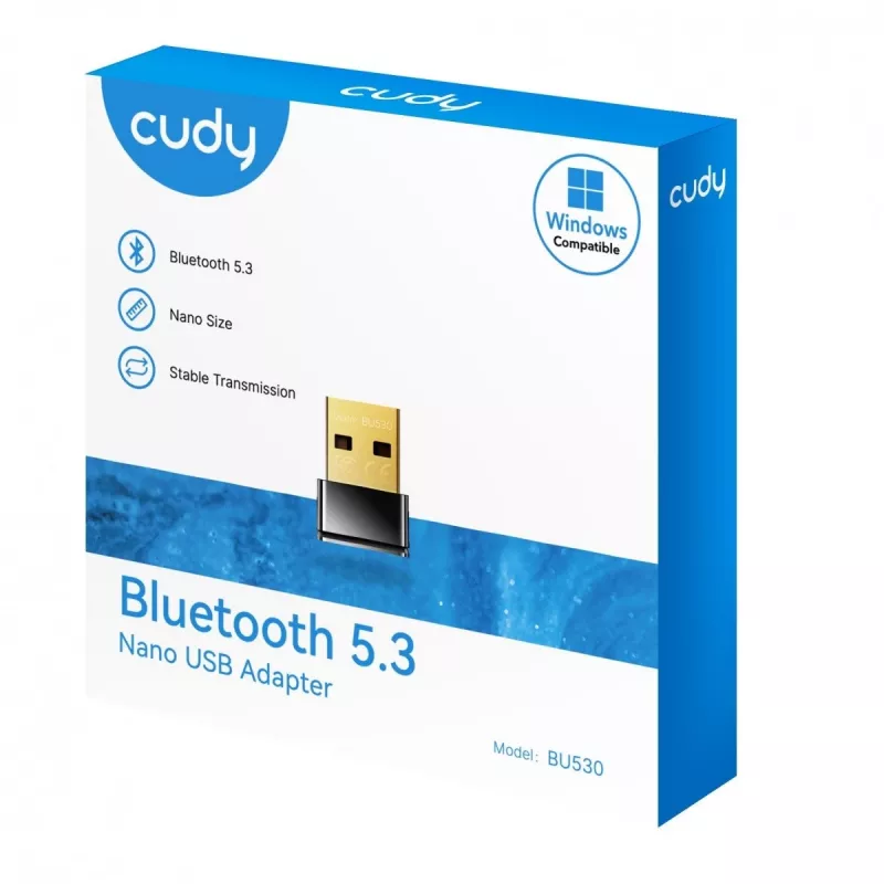 Bluetooth-Adapter Cudy BU530 USB Typ-A, Schwarz, Bluetooth-Ausgang, Windows 8.1-Unterstützung