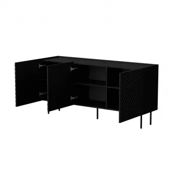 Kommode Cama Meble LUCCA 3D 165x40x80 cm, schwarz, Spanplattenkorpus