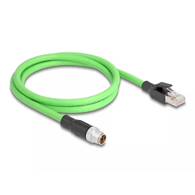 Netzwerkkabel DeLOCK M12 Kabel X-kodiert 8-polig Stecker auf RJ45 Stecker PUR (TPU) 1 m