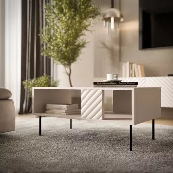 Couchtisch Cama LUCCA Bank/Tisch 100x55x46 cashmere, rechteckige graue Tischplatte
