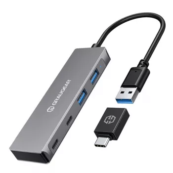 GRAUGEAR G-HUB2A2C-AC Interface Hub USB 3.2 Gen 1 (3.1 Gen 1) Type-A + Type-C 5000 Mbit/s Silber