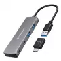 GRAUGEAR G-HUB2A2C-AC Interface Hub USB 3.2 Gen 1 (3.1 Gen 1) Type-A + Type-C 5000 Mbit/s Silber
