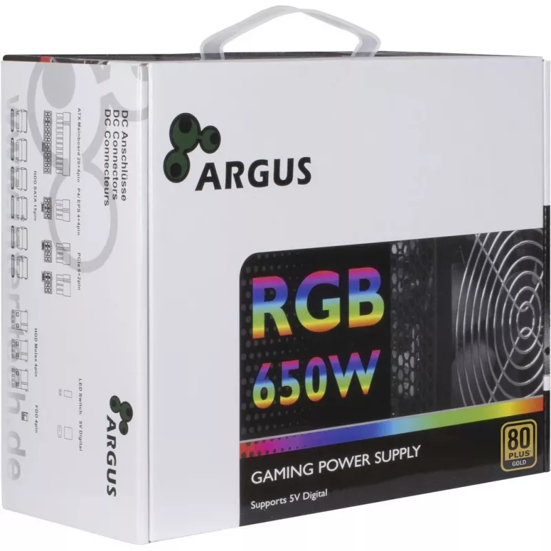 Inter-Tech Argus RGB-650W CM II Netzteil 20+4 Pin ATX ATX Schwarz