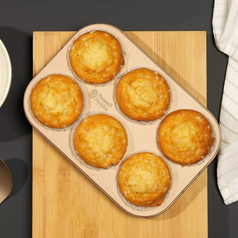 Muffin Maker Russell Hobbs RH02151GEU7 Gold antihaftbeschichtet, elektrisches Muffin-Backgerät für die Arbeitsplatte