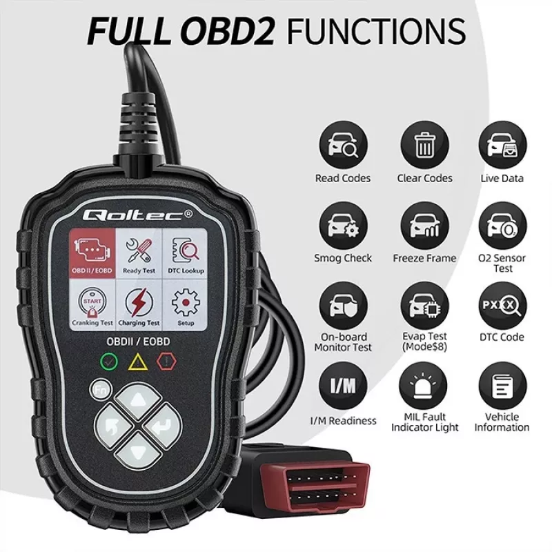 OBDII-Diagnosetester QOLTEC ProLine 50685 — Fahrzeug-OBD-II-Scanner für 8V/25V-Systeme