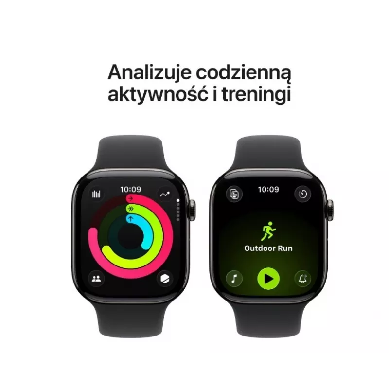 Smartwatch Apple Watch Series 11 GPS + Cellular 42mm Slate Titanium Gehäuse Schwarzes Sportarmband M/L