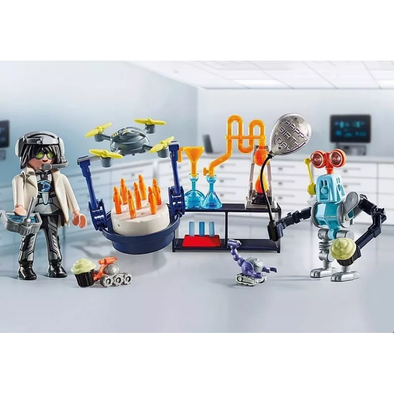 Playmobil 71450 My Life: Forscher mit Robotern – Wissenschaftsparty im Labor mit Transportdrohne und Robotern – lustiges, fantasievolles Rollenspiel-Arti