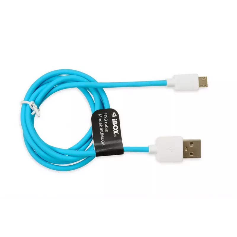 USB 2.0 Kabel IBOX IKUMD3A — USB A auf Micro-USB B, 1 m, blau