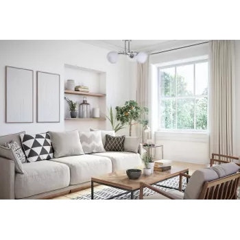 Activejet Classic Decken-Kronleuchter-Pendelleuchte IRMA Nickel dreifach 3xE27 für Wohnzimmer