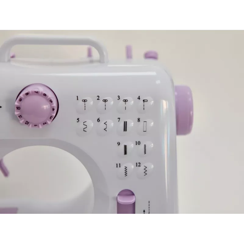 Halbautomatische Nähmaschine Łucznik Mini — Elektrisch, 3 Stichmuster, 4-Stufen-Knopfloch, Freiarm