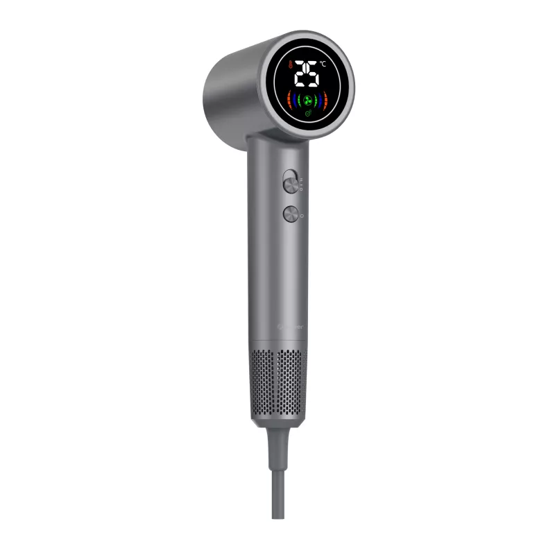 Haartrockner DENVER HDD-1400DGR 1400 W, grau, 110–240 V, 1,8 m Kabel, 25–75 °C, 70×89×280 mm
