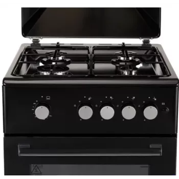 Gasherd MPM MPM-56-KGF-21/B — 4-Flammen Edelstahl, Backofen 54 l, Knopfsteuerung