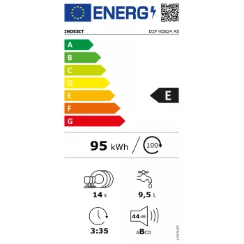 Indesit D2F HD624 AS Geschirrspüler Freistehend 14 Maßgedecke