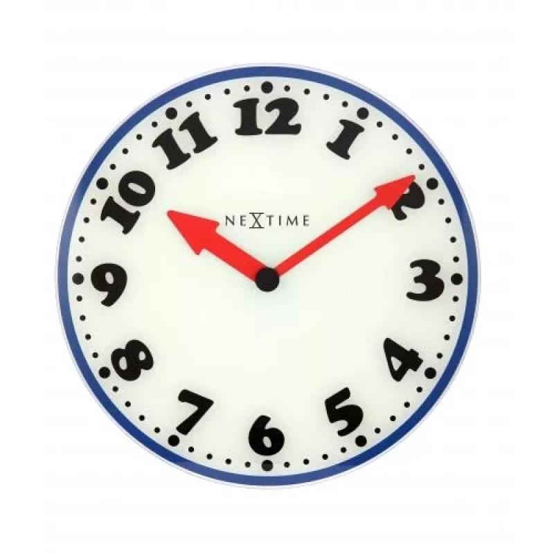 NeXtime Wanduhr 8151 Boy, Ø43 cm, Weiß/Blau/Schwarz/Rot