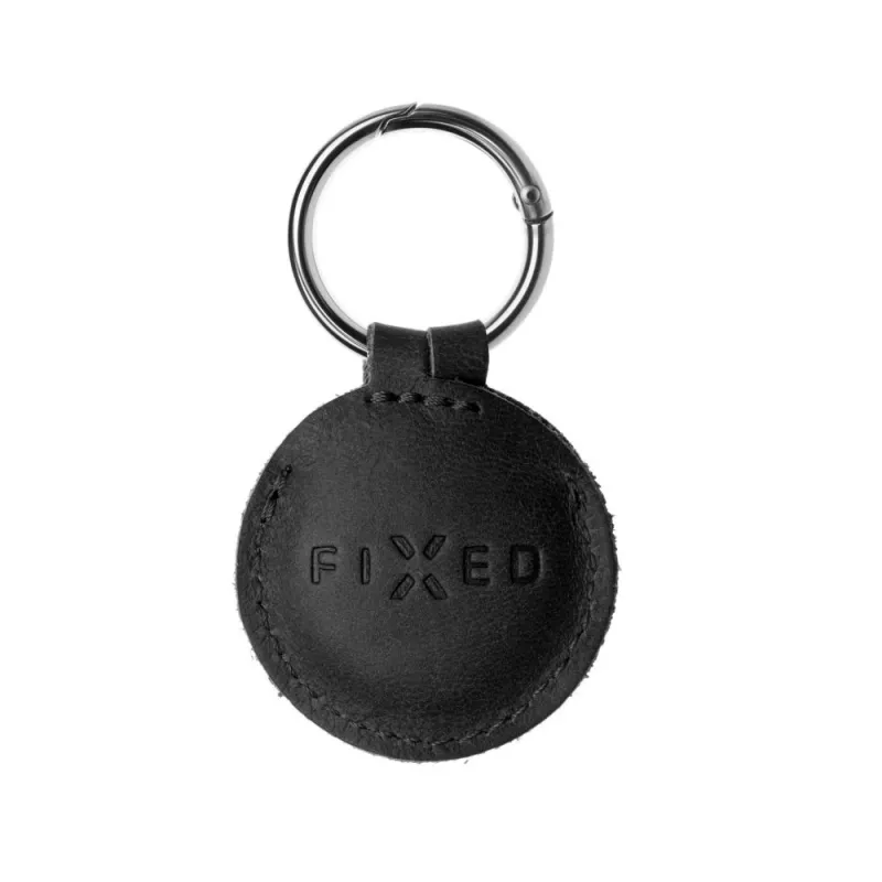 Schutzhülle aus Leder für Apple AirTag FIXED FIXWAT-C2-BK echt Rindsleder schwarz kompakte Tasche