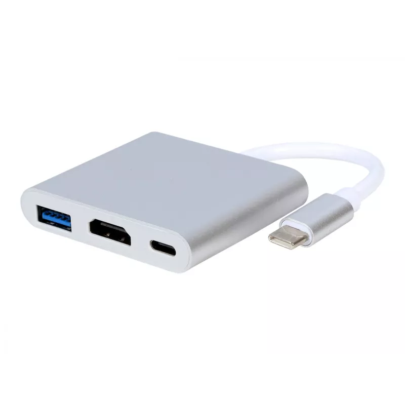 USB-Grafikadapter GEMBIRD A-CM-HDMIF-02-SV, HDMI-Ausgang, bis zu 3840×2160, silber, 58,5×51×11,6 mm