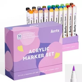 Arrtx Acrylmarker-Stifte LC303311 — Set mit 30 Farben, nachfüllbar/deckende Acryltinte, feine bis mittlere Spitzen
