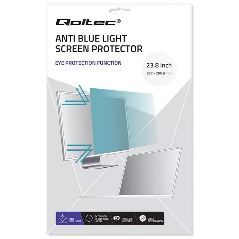 Monitor-Blickschutz QOLTEC 51075 23,8 Zoll Anti-Blaulicht, Matt Anti-Glare
