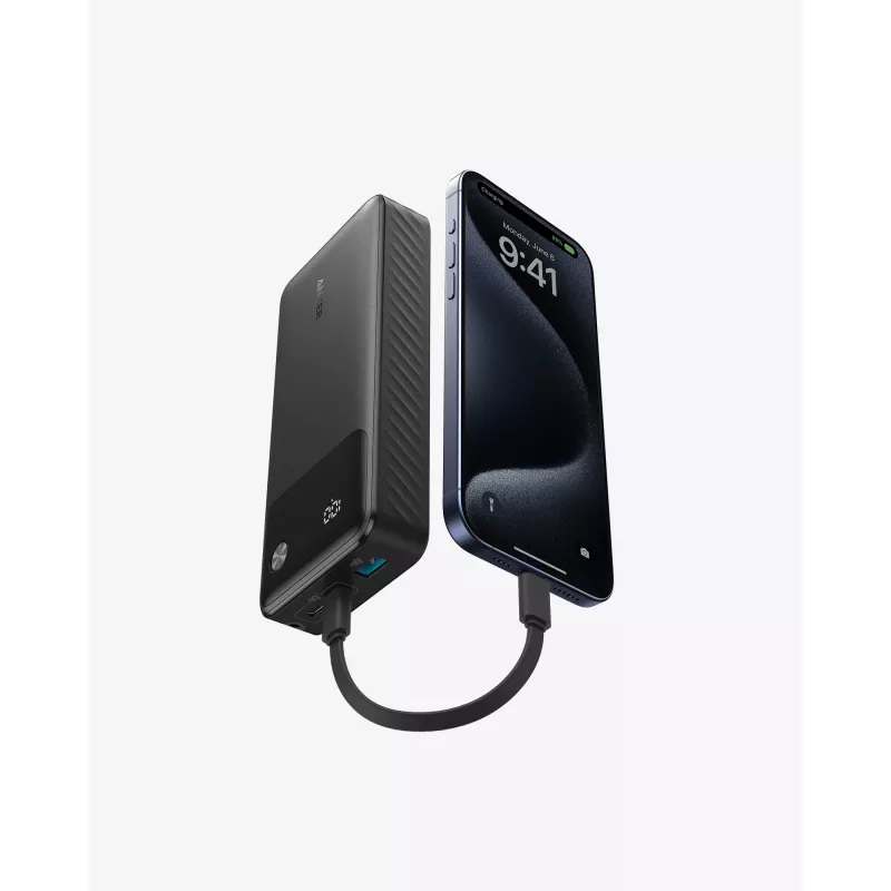 PowerBank mit USB-C-Kabel 20000 mAh 30W Schwarz