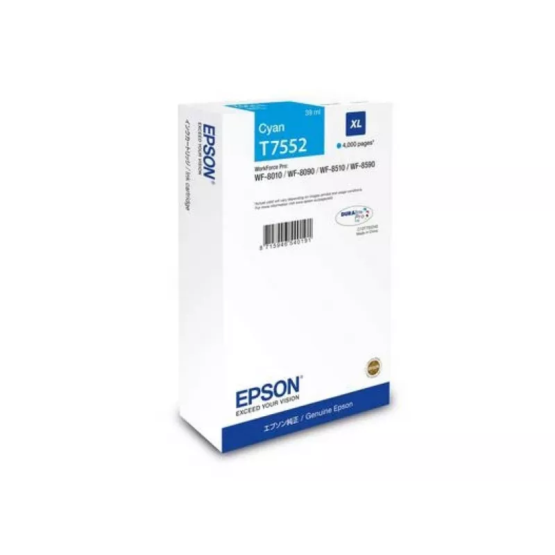 Tintenpatrone Epson C13T75524N (Original, XL hohe Reichweite) Cyan für WF-8XXX Serie