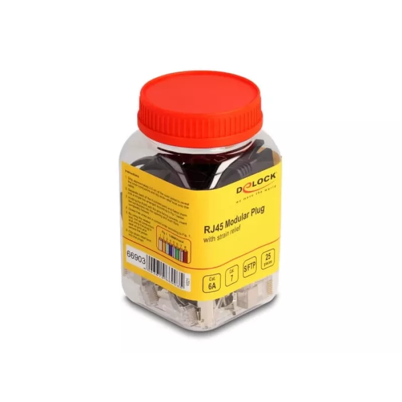DeLOCK 66903 Kabelverbinder RJ-45 Schwarz Metallisch Stecker 25 Stück
