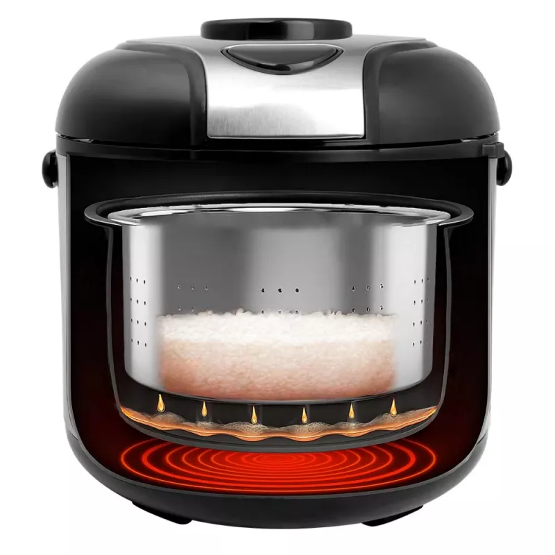 Reiskocher GASTROBACK Rice Control Low Carb & Steam, 3 L, 450 W, schwarz/Edelstahl