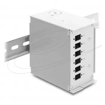 Patchpanel DELOCK 6‑Port für SC Simplex oder LC Duplex, grau Metall, Hutschienenmontage