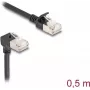 Netzwerkkabel DeLOCK RJ45 Cat.6A S/FTP schlank 90° 0,5m Schwarz