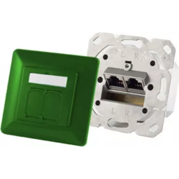 Socket-outlet 2 x RJ-45 ShiverPeaks 74280-G, Cat6a, 500 MHz, Metallgehäuse, grün
