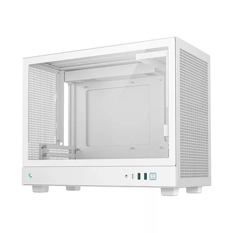 Computergehäuse DeepCool CH160 PLUS WH Small Form Factor weiß, microATX, gehärtetes Glas, USB-C