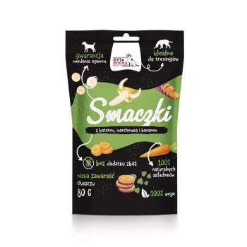 Hundeleckerlis SYTA MICHA Vege Süßkartoffel Karotte Banane, hypoallergene Trainingsleckerlis, 80 g