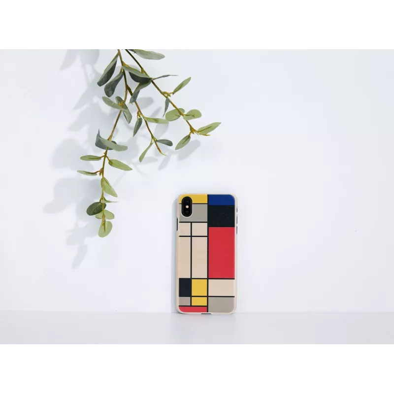 Handyhülle man and wood für iPhone XS Max — Holzrückseite, weißer Rahmen