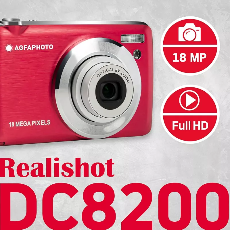 AgfaPhoto Compact Realishot DC8200 1/3.2 Kompaktkamera 18 MP CMOS 4896 x 3672 Pixel Rot (DC8200RD)