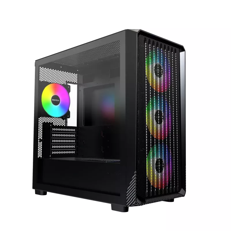 Montech X5M (B) Micro Tower PC-Gehäuse – Micro-ATX/Mini-ITX, 3x120mm vorne, 1x120mm hinten, unterstützt ATX-Netzteile, 2x3,5 Zoll + 4x2,5 Zoll, Schwarz
