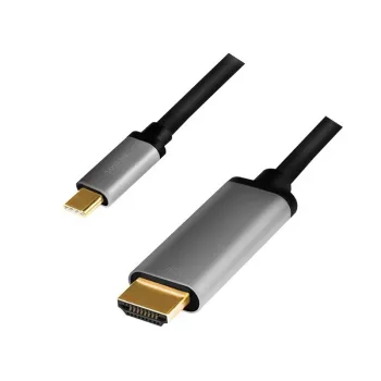 LogiLink CUA0101 USB 3.2 Gen1 Typ-C auf HDMI-A Kabel 1,8 m Schwarz Grau
