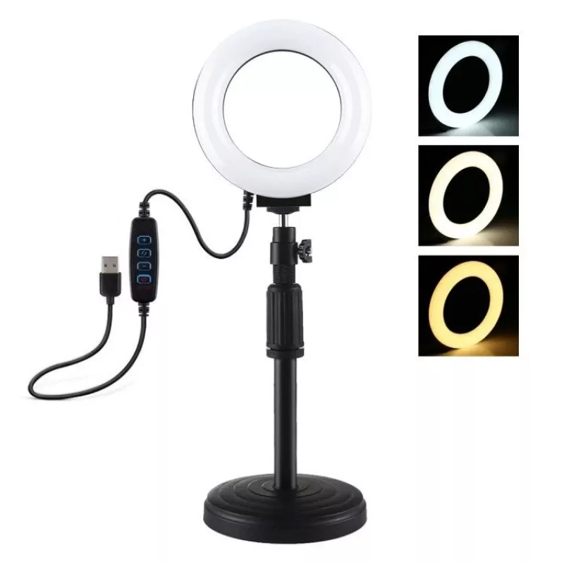 Ring-LED-Lampe Puluz mit verstellbarem Stativ PU391