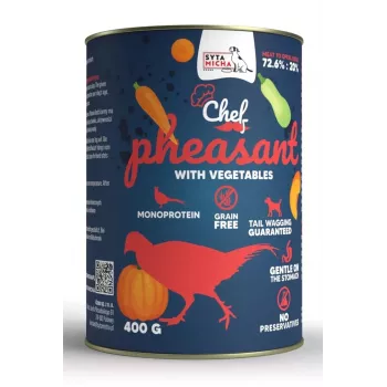 Nassfutter für Hunde SYTA MICHA Chef Fasan mit Gemüse 400 g, getreidefrei, ausgewachsene Hunde