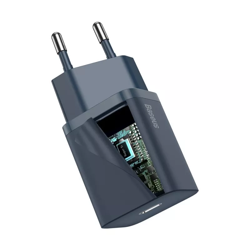 Baseus Super Si Power Charger mit USB-C auf Lightning Kabel 20W Blau