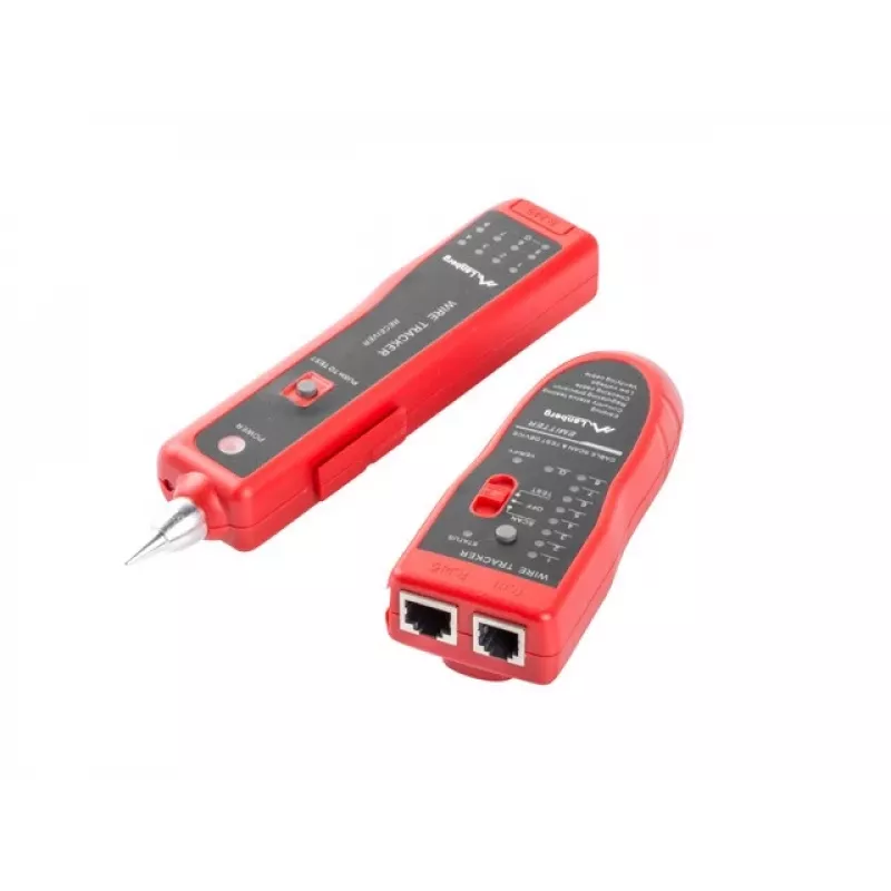 LANBERG Netzwerkkabeltester NT-0501 — RJ-11/RJ-12/RJ-45-Unterstützung, max. Länge 250 m, integrierte Batterie, LED-Anzeigen, schwarz