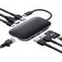 Laptop-Dock AUKEY CB-C71 — 3x USB‑C (USB 3.2 Gen1), HDMI, RJ‑45, MicroSD, USB PD 100 W, 0,15 m Kabel, schwarz