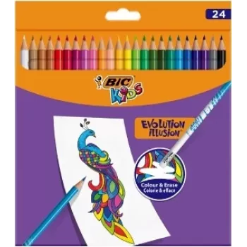 BIC Kids Evolution Illusion radierbare Buntstifte 24 Farben