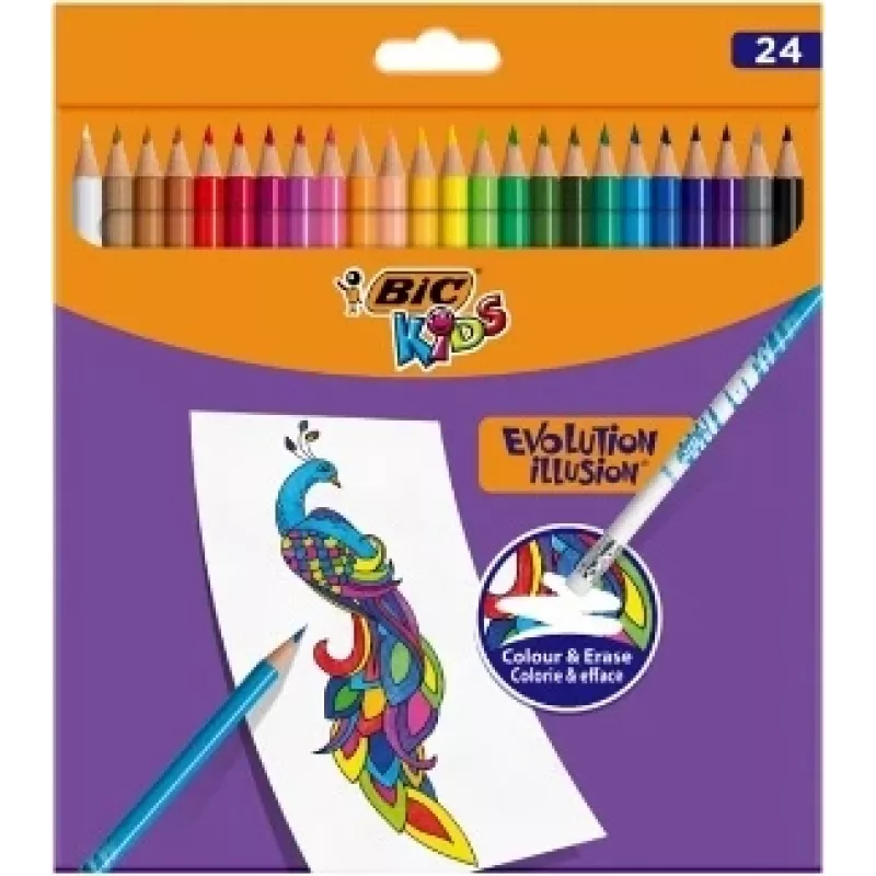 BIC Kids Evolution Illusion radierbare Buntstifte 24 Farben