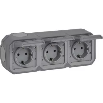Legrand Plexo neu APWG 069743L Schuko-Steckdose 3-fach IP44 Grau 5 (069743L)